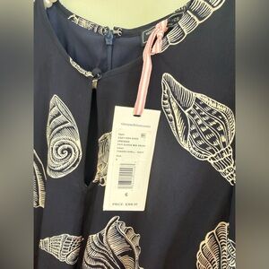 NWT Vineyard Vines TOSSED SHELL Navy/White MIDI DRESS sz 6 Retail $368 RESORT
